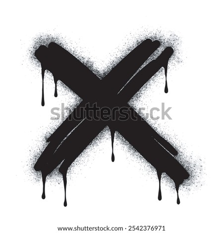Spray Painted Graffiti x Sprayed isolated with a white background. graffiti font x with over spray in black over white. Vector illustration.