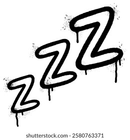 Spray Painted Graffiti Zzz sleep icon isolated on white background. vector illustration.