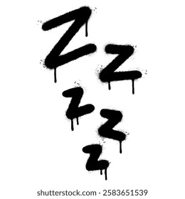 Spray Painted Graffiti Zzz sleep icon isolated on white background. vector illustration.