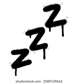 Spray Painted Graffiti Zzz sleep icon isolated on white background. vector illustration.	