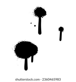 Spray painted grunge dots . Paint splatter circle shapes, messy urban graffiti drawing and dirty street art texture. Black dot print. Isolated vector