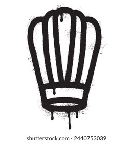 Spray Painted hat chef icon Sprayed isolated with a white background.