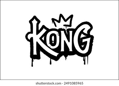 Spray painted KONG Graffiti text isolated on white background.