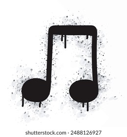 Spray painted musical note markings black on white. Musical note symbol. isolated on white background. vector illustration