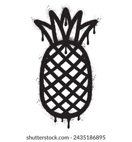 Spray Painted pineapple icon Sprayed isolated with a white background.