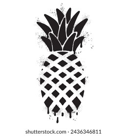 Spray Painted pineapple icon Sprayed isolated with a white background.