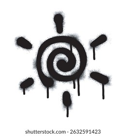 Spray painted spiral. Abstract graffiti shape.Grunge style shape. Graffiti style splash and splatter.