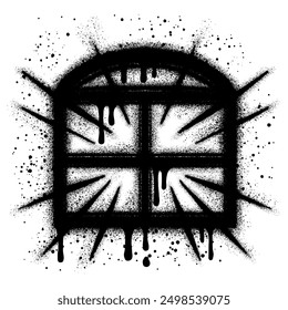 Spray Painted Window Graffiti Sprayed isolated on white background.