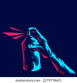 Spray painting logo line pop art portrait colorful design with dark background. Abstract vector illustration