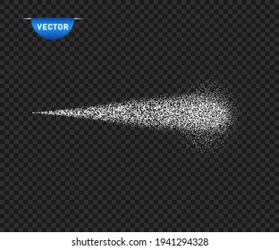 Spray, the particles are white. Vector overlay element on an isolated transparent background.
