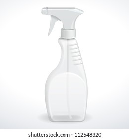 Spray Pistol Cleaner Plastic Bottle White Transparent. Vector EPS10