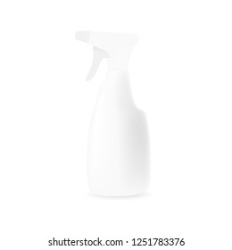 Spray Pistol Cleaner Plastic Bottle White. Illustration Isolated On White Background. Ready For Your Design. Product Packing. Vector
