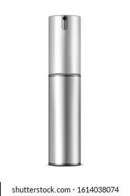 Spray or pump dispenser bottle with blank label isolated on white background, realistic vector mockup. Cosmetic gel or perfume. Template for design.