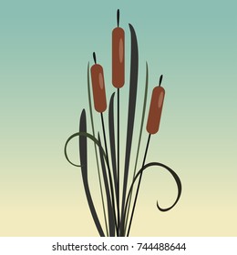 Spray of Reed Bush. Vector Illustration