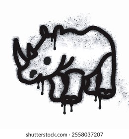 Spray rhino icon isolated on white background. Oversprayed rhino graffiti icon in black on white. Vector illustration.