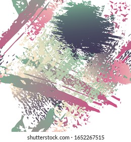 Spray Seamless Pattern. Fashion Concept. Distress Print. Maroon, Gray Illustration. Graffiti Surface Textile. Ink Stains. Spray Paint. Splash Blots. Artistic Creative Vector Background.