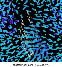 Nahtloses Muster sprühen Modekonzept. Drucken Sie Not. Blau, Teal Illustration. Graffiti Surface Textil. Tintenschmerzen. Spray Paint. Pflaumensteine. Hintergrund künstlerischer kreativer Vektorillustration.