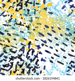 Spray Seamless Pattern. Fashion Concept. Distress Print. Color, Bright Illustration. Trending Surface Textile. Ink Stains. Spray Paint. Splash Blots. Artistic Creative Vector Background.