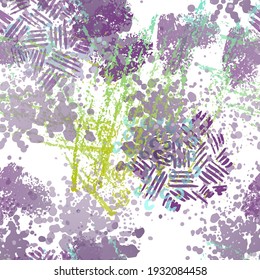 Spray Seamless Pattern. Fashion Concept. Distress Print. Blue, Green, Gray Illustration. Camo Surface Textile. Ink Stains. Spray Paint. Splash Blots. Artistic Creative Vector Background.