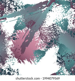 Spray Seamless Pattern. Fashion Concept. Distress Print. Maroon, Gray Illustration. Camo Surface Textile. Ink Stains. Spray Paint. Splash Blots. Artistic Creative Vector Background.