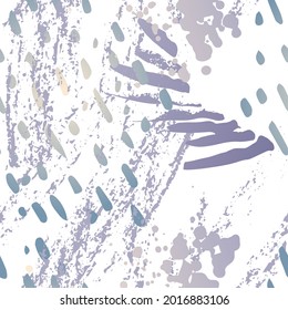 Spray Seamless Pattern. Fashion Concept. Distress Print. Pink, Purple Illustration. Dirty Surface Textile. Ink Stains. Spray Paint. Splash Blots. Artistic Creative Vector Background.