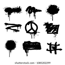Spray set paint vector splatter grunge texture.Abstract Vector Background. Graffiti  black Drips.Rough splash.