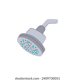 spray shower head cartoon. falling drop, rain pipe, silver metal spray shower head sign. isolated symbol vector illustration