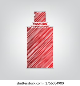 Spray sign. Red gradient scribble Icon with artistic contour gray String on light gray Background. Illustration.