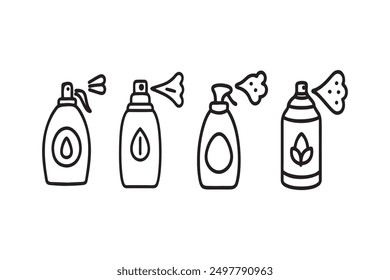 Spray Silhouette vector style with white background Set
