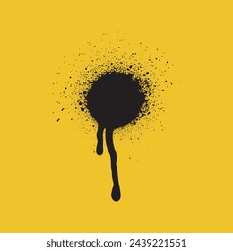 Spray splash on yellow background. Splatter dot. Graffiti spray paint. Vector illustration