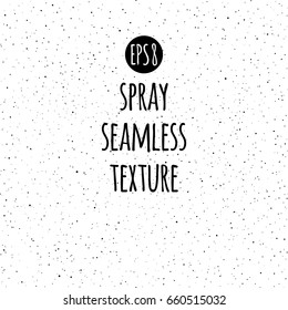 Spray, splash texture seamless vector pattern. Tiny uneven ink spots, dots, specks, flecks, flakes. Simple white, light background. Grunge monochrome template.