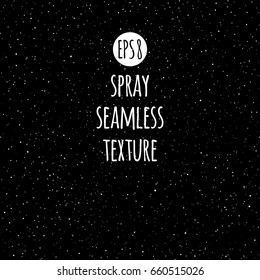 Spray, splash texture vector seamless pattern. Night sky, cosmic background. Tiny chaotic uneven spots, dots, specks, flecks, stars, flakes. Grunge monochrome template.