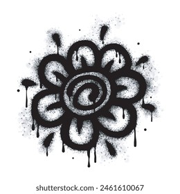 Spray Sprayed Graffiti flower icon isolated on white background. graffiti flower icon with spray on black 