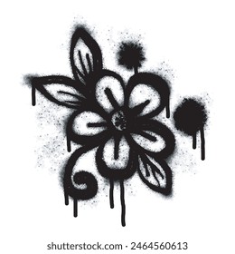 Spray Sprayed Graffiti flower icon isolated on white background. graffiti flower icon with spray on black