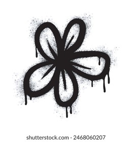 Icono de la flor del graffiti aislado en el fondo blanco. Icono de la flor del graffiti con el espray en negro