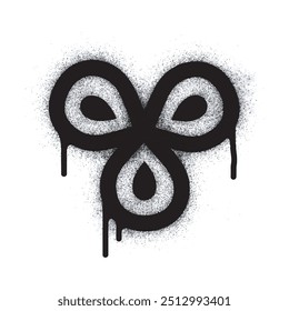 Spray Sprayed Graffiti Flower Symbol einzeln auf weißem Hintergrund. Graffiti Blumensymbol mit Spray auf Schwarz