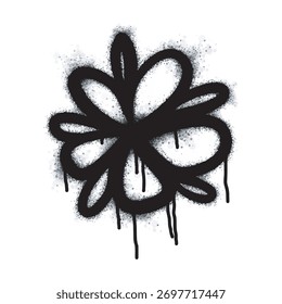 Icono de la flor del graffiti rociado aislado en el fondo blanco. icono de la flor del graffiti con el aerosol en negro