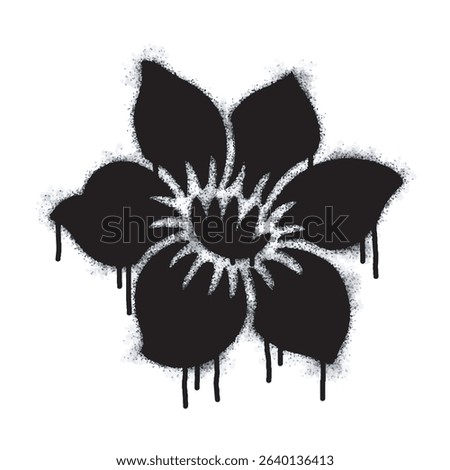 Spray Sprayed Graffiti flower icon isolated on white background. graffiti flower icon with spray on black