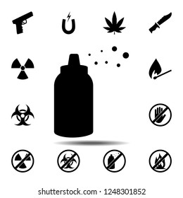 spray, sprayer, atomizer, blowgun, pulverizer icon. Simple outline vector element of ban, prohibition, forbiddance set icons for UI and UX, website or mobile application
