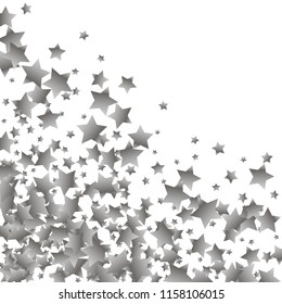 Spray of stars. Isolated gradient celestial elements. Silver metal glitter. Iridescent festive  celebration vector  background for celebration decorations, packaging, flyers, posters.