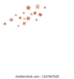 Spray of stars. Isolated gradient celestial elements. Copper metal glitter. Iridescent festive  celebration vector  background for celebration decorations, flyers, posters.