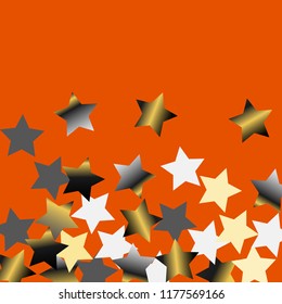 Spray of stars. Isolated gradient celestial elements. Platinum chrome metal glitter. Iridescent festive  celebration vector  background for celebration decorations, flyers, posters.