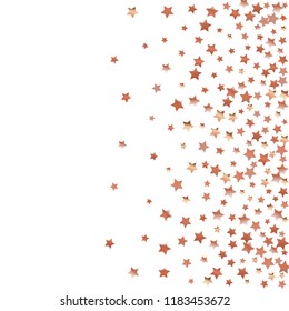 Spray of stars. Isolated gradient celestial elements. Copper metallic gloss. Iridescent festive  celebration vector  background for celebration decorations, flyers, posters.
