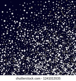 Spray of stars. Isolated gradient celestial elements. Silver metal glitter. Iridescent festive  celebration vector  background for celebration decorations, flyers, posters.