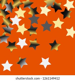 Spray of stars. Isolated gradient celestial elements. Platinum chrome metal glitter. Holiday celebration luminous vector background for celebration decorations,  flyers, posters.