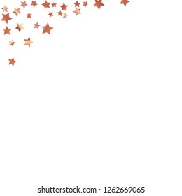Spray of stars. Isolated gradient celestial elements. Copper metal glitter. Festive iridescent holographic effect vector background for celebration decorations, flyers, posters.