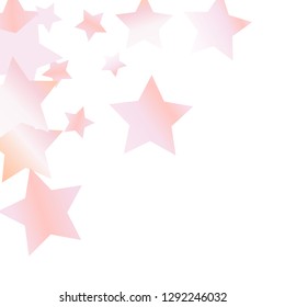 Spray of stars. Isolated gradient celestial elements. Pink purple pearl nacre gloss. Iridescent festive  celebration vector  background for celebration decorations, flyers, posters.
