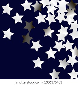 Spray of stars. Isolated gradient celestial elements. Silver metallic gloss. Iridescent festive  celebration vector  background for celebration decorations, flyers, posters.