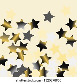 Spray of stars. Isolated gradient celestial elements. Platinum chrome metal shine. Festive iridescent holographic effect vector background for celebration decorations, flyers, posters.