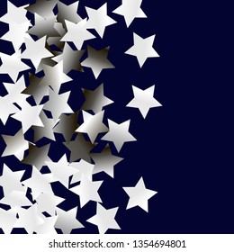 Spray of stars. Isolated gradient celestial elements. Silver metal shine. Festive iridescent holographic effect vector background for celebration decorations, flyers, posters.